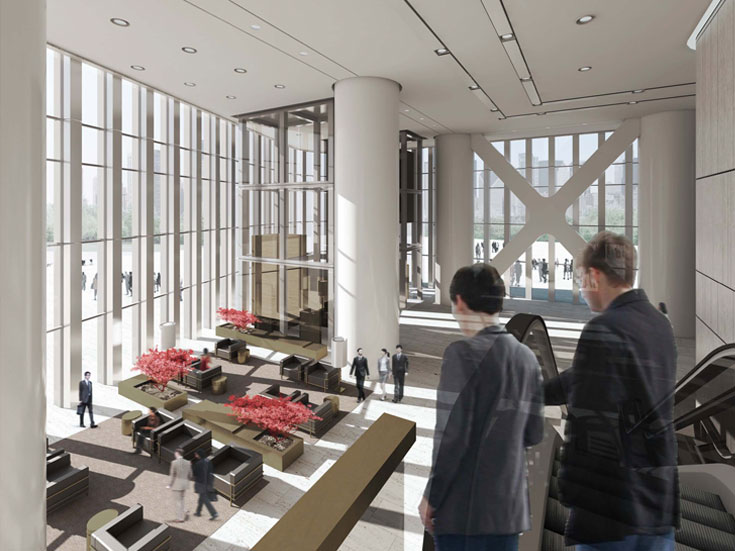 上海綠地廣場大廈寫字樓大廳設(shè)計-第2張圖片-上海古都建筑設(shè)計集團